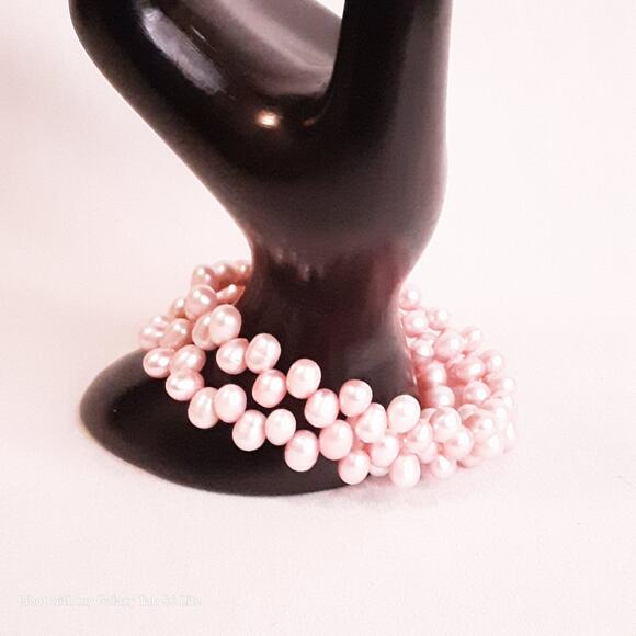 Cotton Candy Pink Pearlesque Beaded Wrap Bracelet - Picture 1 of 8